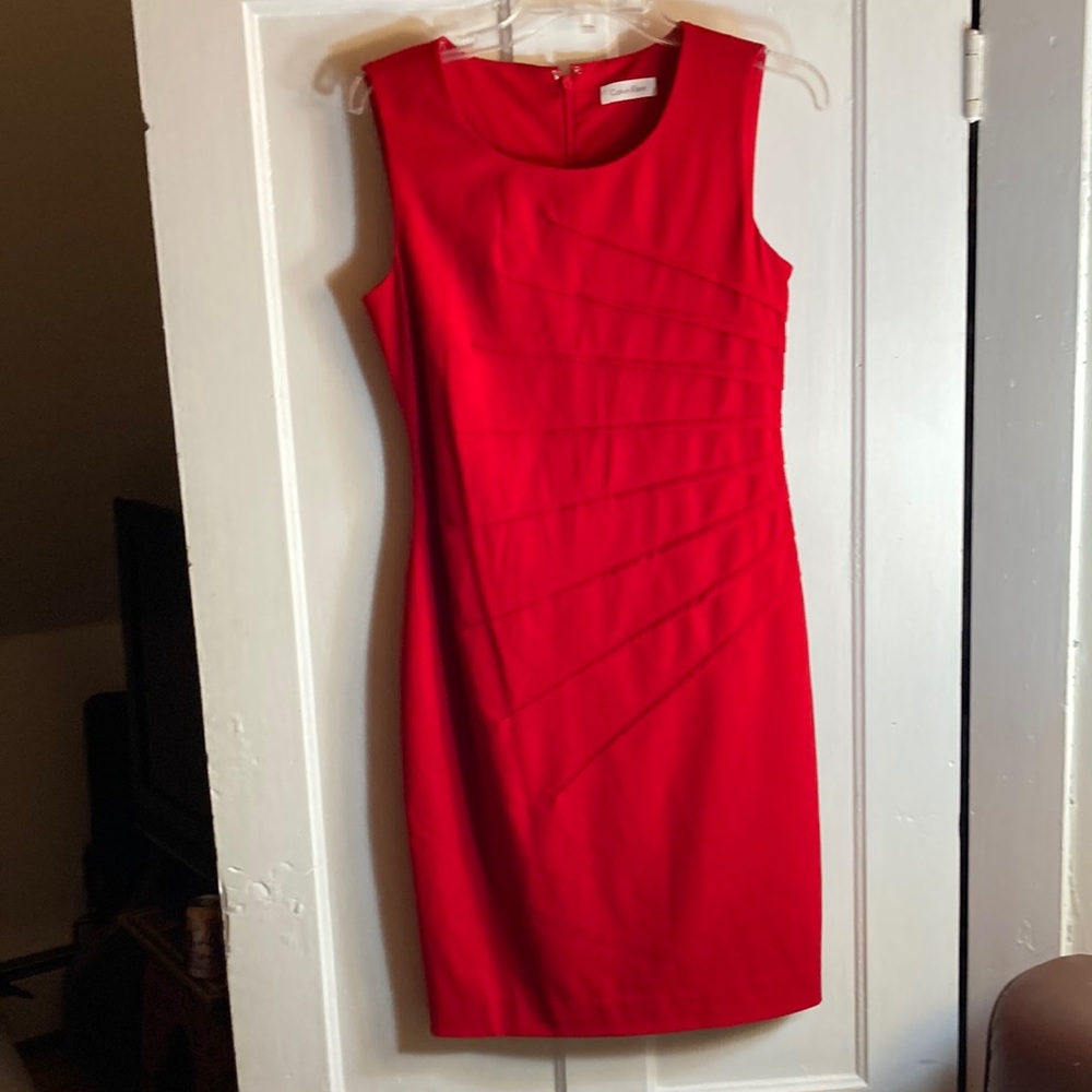 Red Sleeveless Mini Dress by Calvin Klein. SIZE 4